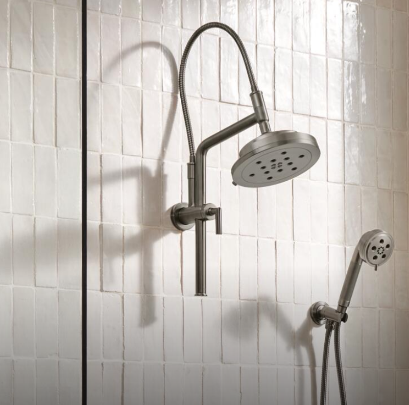 Brizo Litze Shower Set with Adjustable Shower Arm, Multi-Function  Showerhead, Handheld and Diverter Trim in Luxe Gold