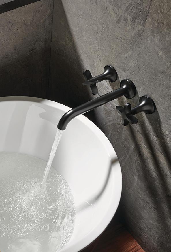 Featuring The Jason Wu for Brizo™ Two-Handle Wall Mount Tub Filler with Cross Handles.