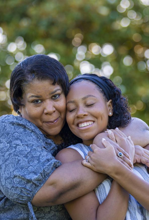 St. Jude patient Courtney, diagnosed with sickle cell disease. Pictured with her mom, Audrey.