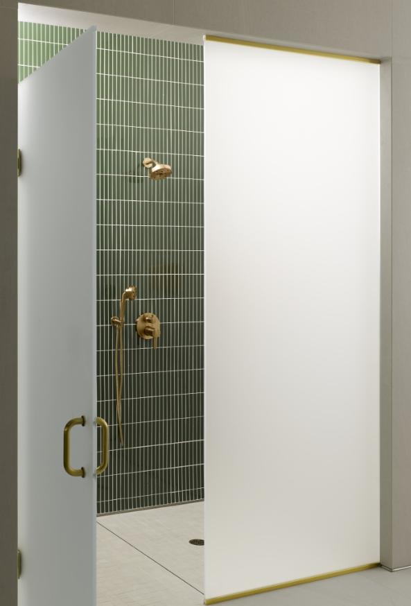Interior Designer: holly nixon, V Starr / palm beach gardens, fl, May 2022 / photographer: Will Pryce / Featuring Odin® Custom Shower Products in Brilliance® Luxe Gold®