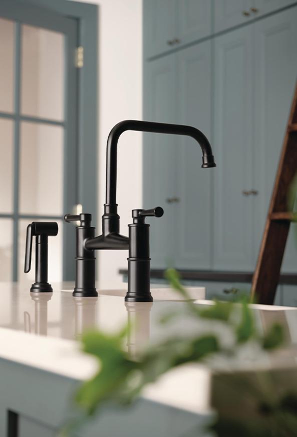 Featuring The Artesso® bridge faucet with side sprayer in Matte Black